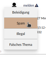 Verstoß Meldung auswählen