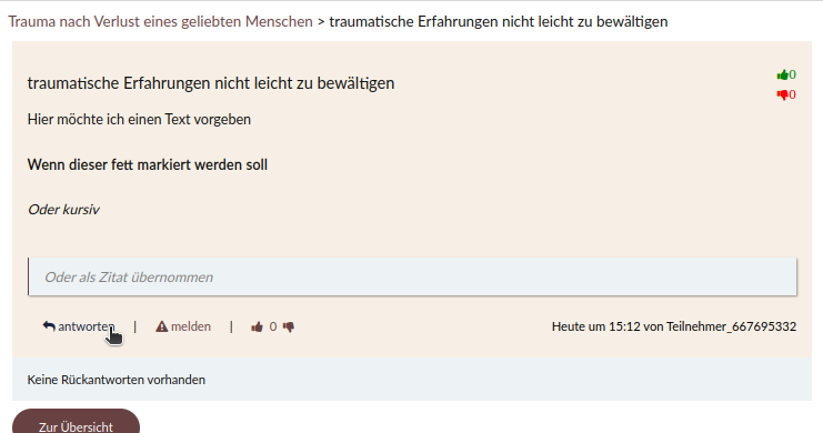 Antwort auf Beitrag starten